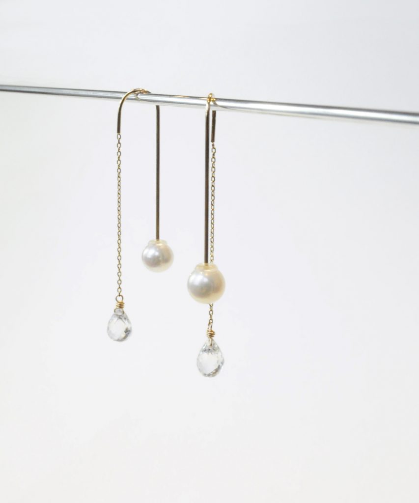 トパーズ×淡水パールキャッチピアス